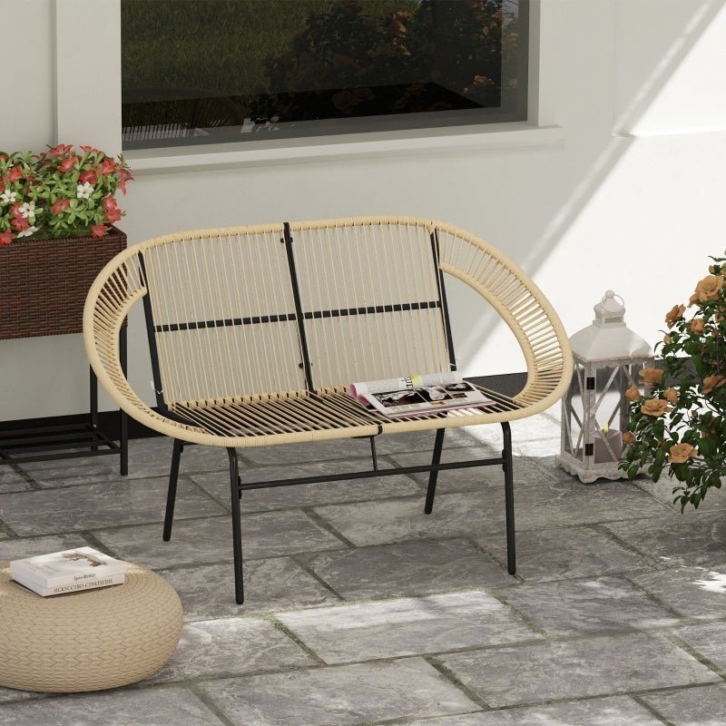 1f3c92f0-85c0-4f79-a74a-e6d85307124d 2-Sitzer Gartenbank Polyrattan, wetterfest Sitzbank im Rattangeflecht-Design, für Balkon, Terrasse, Garten, Khaki – Bild 1