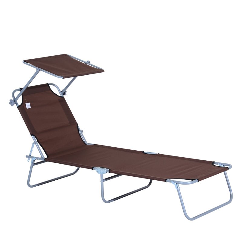 2f438046-c653-4f68-b37f-43d05d2db8cb Sonnenliege Gartenliege klappbar mit Sonnenschutz Braun 187x58x36 cm für Terrasse & Balkon – Bild 1