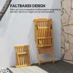 Sonnenliege Holz klappbar Gartenliege mit Fußstütze, Matratze, Gartenstuhl bis 160 kg belastbar, für Garten Urlaub Outdoor Strand Pool, Teak – Bild 6