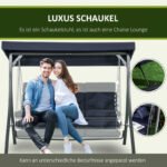 Hollywoodschaukel 3-Sitzer, bis 270 kg belastbar, Schaukelbank mit verstellbarem Sonnendach, Gartenschaukel mit Kissen – Bild 5