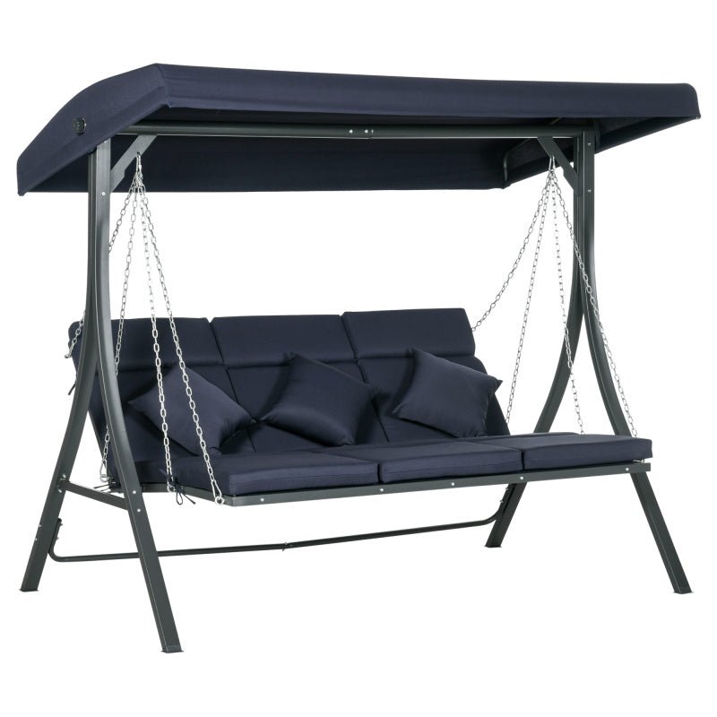 7be3fb02-b0c1-4ee8-91c2-02d84510933b Hollywoodschaukel 3-Sitzer, bis 270 kg belastbar, Schaukelbank mit verstellbarem Sonnendach, Gartenschaukel mit Kissen – Bild 1