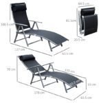 Sonnenliege klappbar Gartenliege mit Kissen, Metall und Stoff Schwarz für Strand und Terrasse – Bild 3