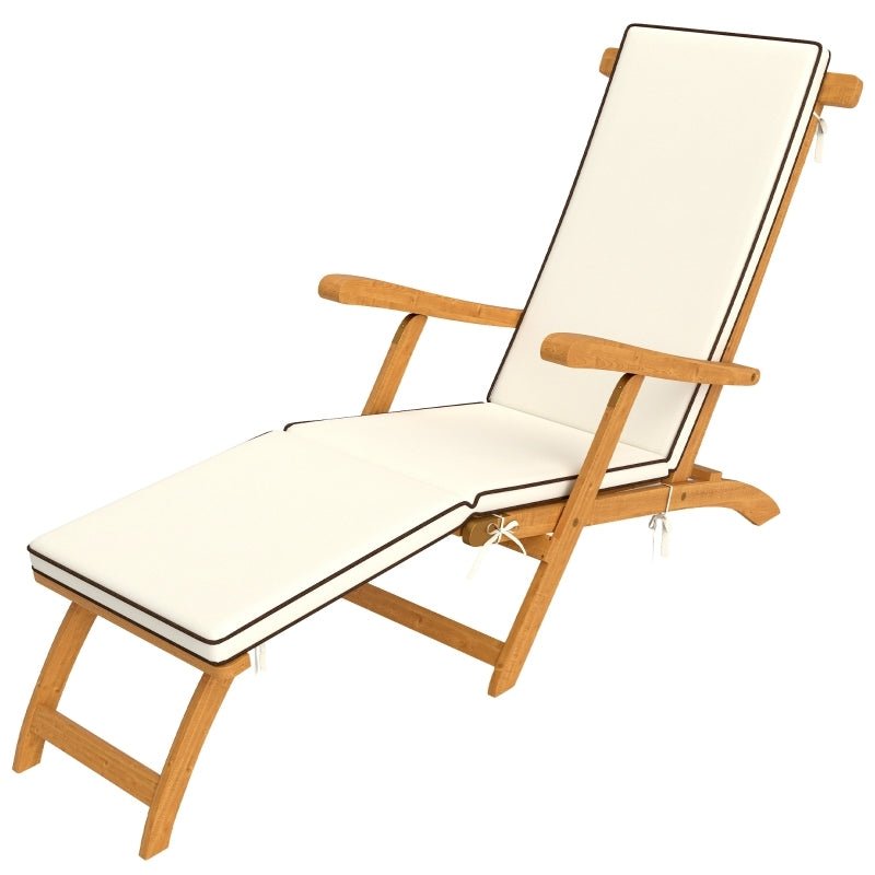 e3cf0dcf-5c83-4bda-9eef-879357aa9972 Sonnenliege Holz klappbar Gartenliege mit Fußstütze, Matratze, Gartenstuhl bis 160 kg belastbar, für Garten Urlaub Outdoor Strand Pool, Teak – Bild 1