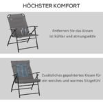 Faltbarer Gartenstuhl mit Metallrahmen, Campingstuhl, verstellbarer Rückenlehne, Faltstuhl, Strand, Oxford, Grau – Bild 6