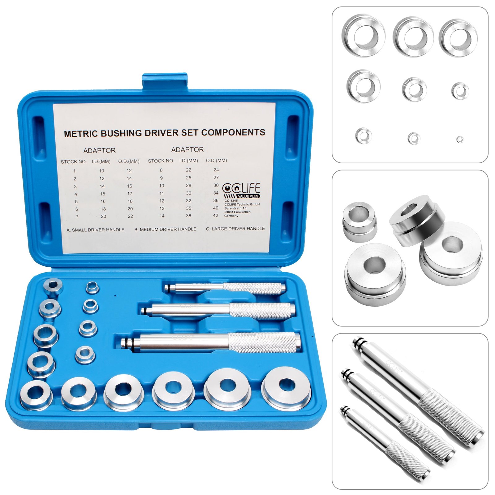 f4b4703af174598ca4b6f44dde113734 Aluminium Lagerlaufbahn und Dichtung Treiber Bush Installation Press Tool Kit 17 Stück – Bild 1