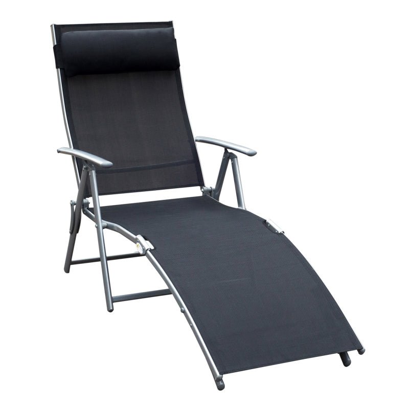 f800780c-68d2-4520-92d2-2151c36098f4 Sonnenliege klappbar Gartenliege mit Kissen, Metall und Stoff Schwarz für Strand und Terrasse – Bild 1