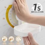 LEVERLOC Seifenschale mit Ablauf für Dusche, MAX Halten 3 KG, Seifenhalter Wandmontage, Seifenschalen ohne Bohren, Seifenhalter mit Saugnapf für Badezimmer, Schwammhalter Küche, Plastik in Weiß 2 Pack – Bild 4